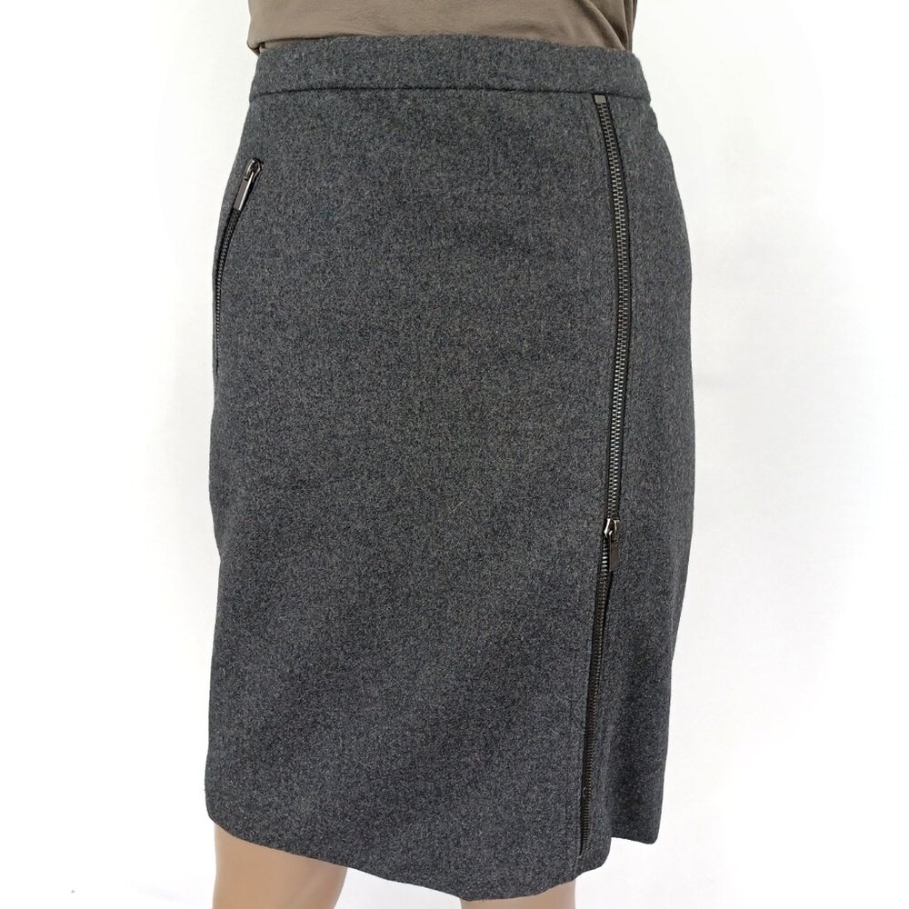 J CREW Pencil Skirt Zipper Side Slit Front Wool Blend 6